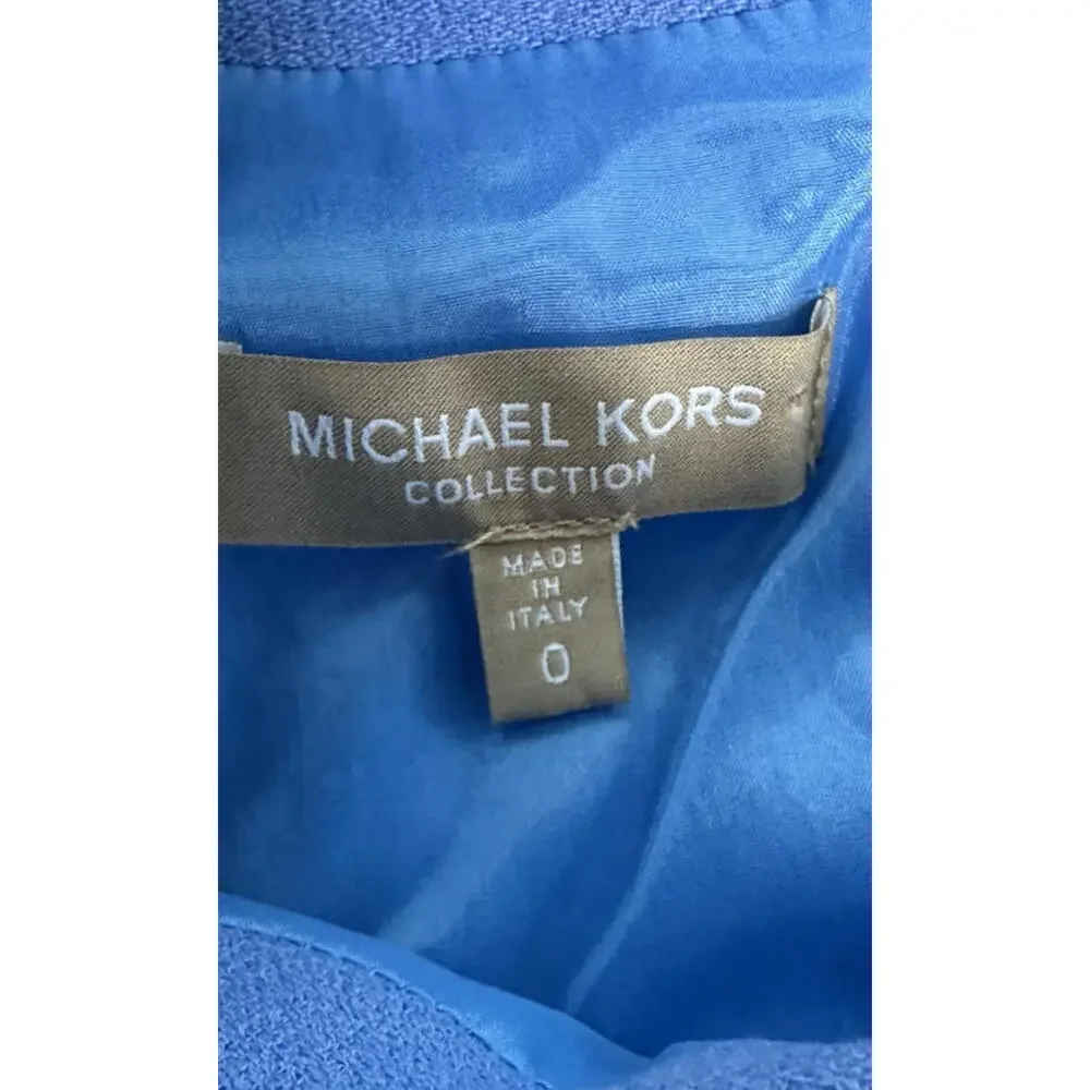 Luxury Michael Kors Collection Jackie O Sleeveless Sheath Dress 0 Buttons Blue - Picture 6 of 8